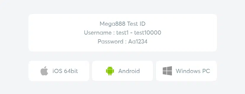 Mega888 Test Id